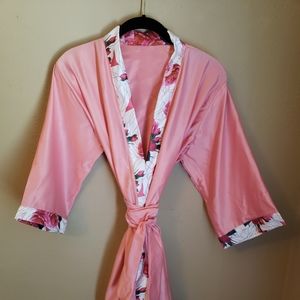 Soft Pink Robe and Bonnet. New.